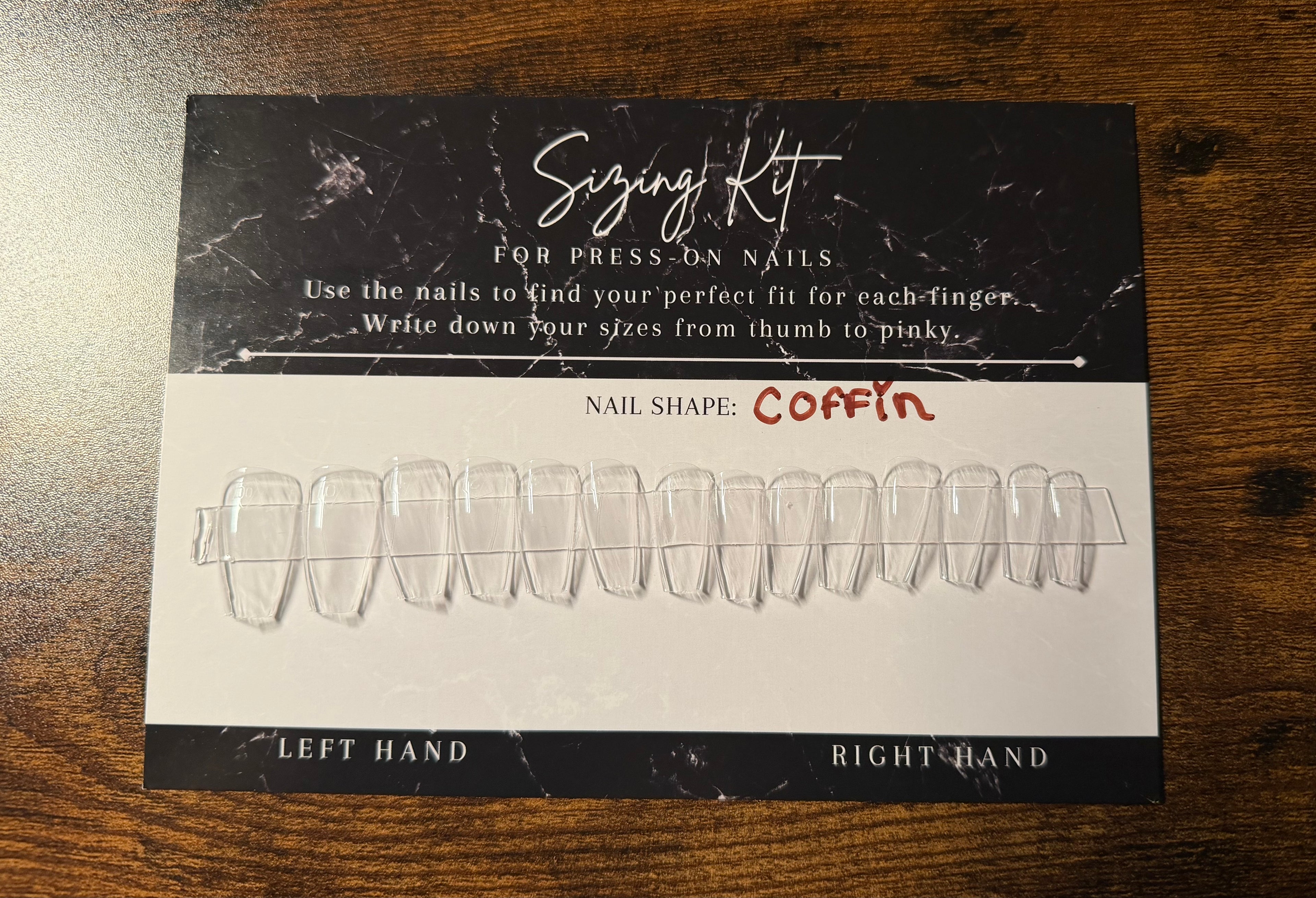 Sizing guide: Coffin